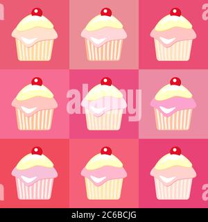 Cupcakes im nahtlosen Pop-Art-Stil. EPS10-Vektorformat. Stock Vektor