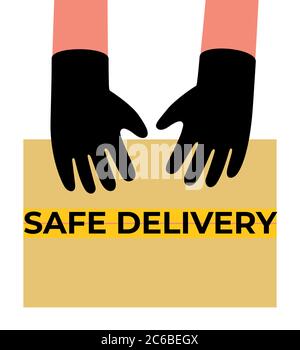 Handschuh liefert die Verpackung. Sichere Lieferung Stock Vektor