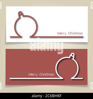 Weihnachtsbanner in rot und weiß, mit einfacher durchgehender Linie und Schlagschatten, die eine Weihnachtsbaumkugel schaffen. EPS10-Vektorformat Stock Vektor