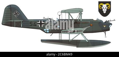 Heinkel He 59D des 3. Fluges der Coastal Aircraft Group 506 (3./KüFlGr. 506), Luftwaffe, 1939 Stockfoto