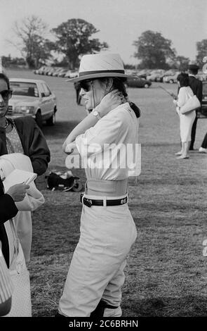 Die amerikanische Schauspielerin und Dynasty-Star Pamela Sue Martin im Royal Berkshire Polo Club England Stockfoto