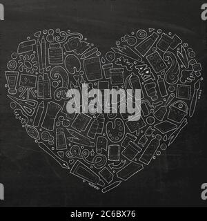 Linie Kunst Vektor-Set von Kunst Cartoon Doodle Objekte Stock Vektor