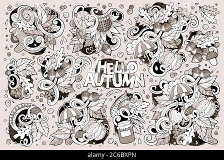 Set von Herbst Themen, Objekte und Symbole Stock Vektor