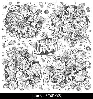 Set von Herbst Themen, Objekte und Symbole Stock Vektor