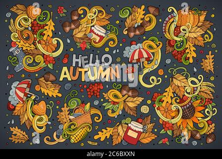 Set von Herbst Themen, Objekte und Symbole Stock Vektor