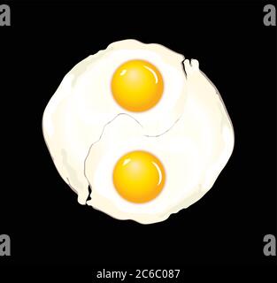 Eine Vektordarstellung von zwei Spiegeleiern, die ein ying Yang-Symbol bilden Stock Vektor