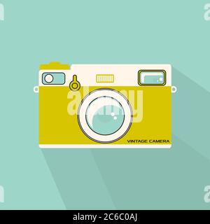Retro-Kamera im flachen Stil in Vintage-Farben. EPS10-Vektorformat. Stock Vektor