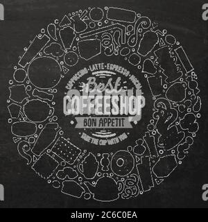 Set von Kaffee Cartoon Doodle Objekte, Symbole und Elemente Stock Vektor