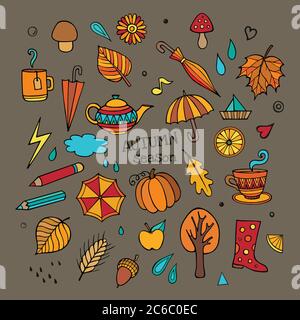 Vector Set aus verschiedenen Herbst-Elementen Stock Vektor