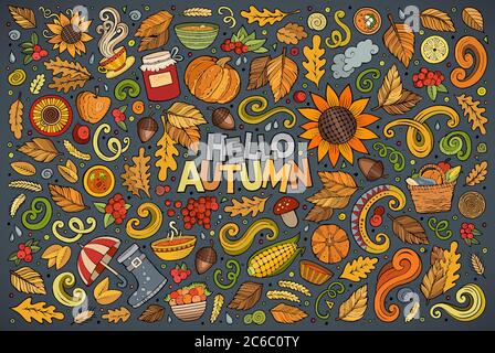 Set von Herbst Themen, Objekte und Symbole Stock Vektor