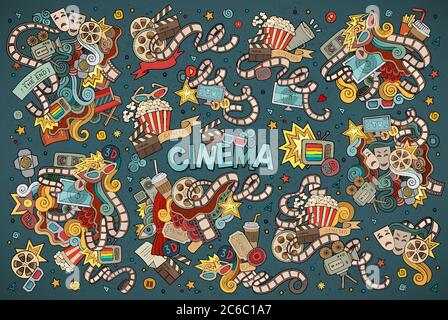 Bunte Vektor Hand gezeichnet Doodle Cartoon Satz von Objekten Stock Vektor