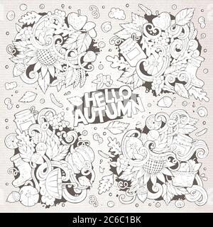 Set von Herbst Themen, Objekte und Symbole Stock Vektor