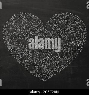 Vektor Doodle Cartoon Satz von Herbst-Objekte Stock Vektor