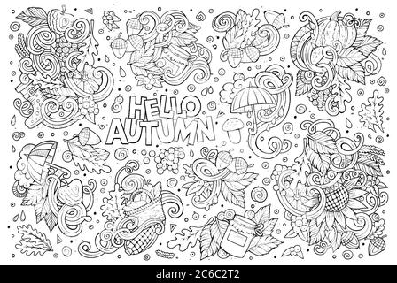 Set von Herbst Themen, Objekte und Symbole Stock Vektor