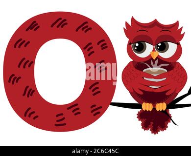 Illustration der Tiere Alphabet: O ist für Eule Stock Vektor