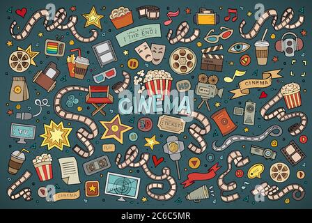 Bunte Vektor Hand gezeichnet Doodle Cartoon Satz von Objekten Stock Vektor