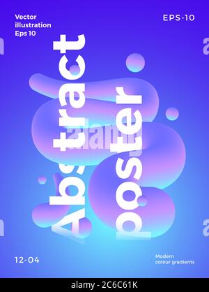 Vorlage Für Abstraktes Vektorplakat. Moderne Gradienten und flüssige Elemente mit Minimal Typografie. Heller, farbenfroher Hintergrund für Ihre Einladung, Flyer Stock Vektor