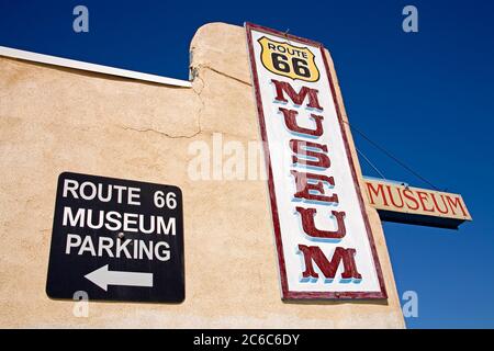 Schild, Route 66 Museum, Victorville, Kalifornien, USA Stockfoto