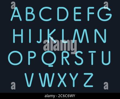 Einfache Stil Neon-Lichter Alphabet. Nachtclub oder speichern Symbole Stock Vektor