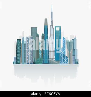 Moderne City Skyline hohe detaillierte Vektor-Illustration Stock Vektor