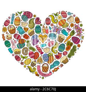 Vektor-Set von Ostern Cartoon Doodle Objekte Stock Vektor