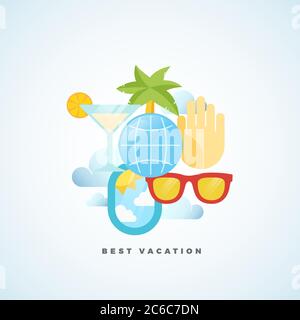 Beste Urlaub Wohnung Stil Vektor Tourismus Illustration. Stock Vektor