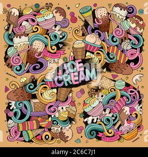 Vektor Doodle Cartoon Satz von Eis Doodle Designs Stock Vektor