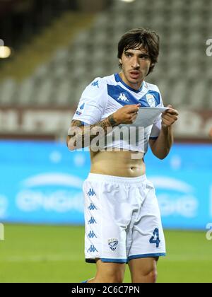 Turin, Italien. Juli 2020. Turin, Italien, 08 2020. Jul 04 Sandro Tonali (Brescia) während Torino gegen Brescia - italienisches Fußballspiel der Serie A - Credit: LM/Claudio Benedetto Credit: Claudio Benedetto/LPS/ZUMA Wire/Alamy Live News Stockfoto