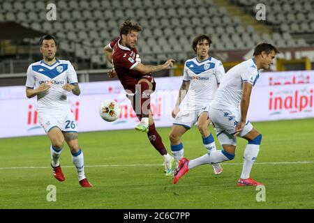 Turin, Italien. Juli 2020. Turin, Italien, 08 2020. Jul 24 Simone Verdi (Turin) erzielt 1-1 Tore bei Torino gegen Brescia - italienisches Fußballspiel der Serie A - Credit: LM/Claudio Benedetto Credit: Claudio Benedetto/LPS/ZUMA Wire/Alamy Live News Stockfoto