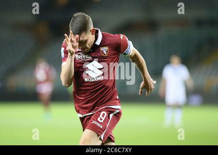 Turin, Italien. Juli 2020. Turin, Italien, 08 2020. Jul 09 Andre Belotti (Turin) während des Spiels Torino gegen Brescia - italienische Serie A Fußballspiel - Credit: LM/Claudio Benedetto Credit: Claudio Benedetto/LPS/ZUMA Wire/Alamy Live News Stockfoto