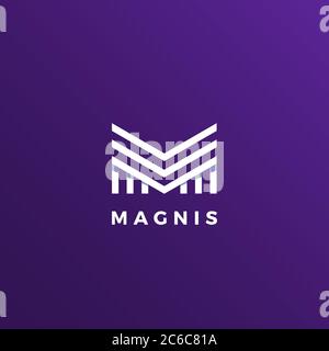 Magnis abstrakte Geometrie Minimale Vektorzeichen, Symbol oder Logo-Vorlage. Linienschrift. Stock Vektor