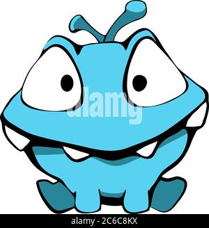 Cute Cartoon Monster blau für Kind in Vektor. Isoliert auf weißem Hintergrund, Aufkleber. Stock Vektor