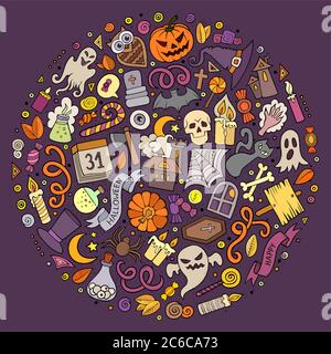 Set von Halloween Cartoon-Objekte, Symbole und Artikel Stock Vektor