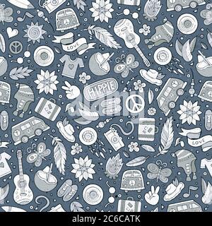 Cartoon Hippie nahtlose Muster Stock Vektor