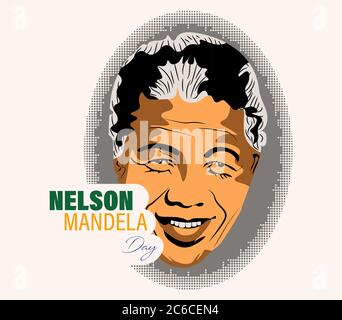 Nelson Mandela Internationaler Tag. Südafrikanische politische Führer und Philanthropin, der von 1994 bis 1999 Präsident Südafrikas war. Anschluss Stock Vektor