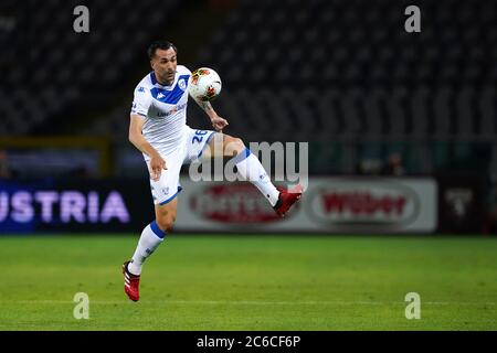 Turin (Italien), 08. Juni 2020. Der Italiener Seria A. Bruno Martella aus Brescia Calcio in der Serie A Spiel zwischen Turin FC und Brescia Calcio. FC Turin gewinnt 3-1 gegen Brescia Calcio. Quelle: Marco Canoniero/Alamy Live News Stockfoto