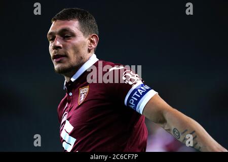 Turin (Italien), 08. Juni 2020. Italienische Seria A. Andrea Belotti von Turin FC während der Serie A Spiel zwischen Turin FC und Brescia Calcio. FC Turin gewinnt 3-1 gegen Brescia Calcio. Quelle: Marco Canoniero/Alamy Live News Stockfoto