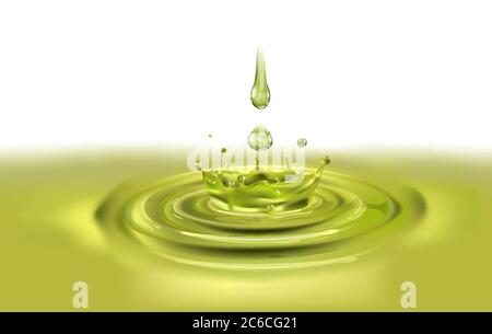 Olivenöl (süß, Salat) - Spritzer, Welligkeit, Tropfen, natürlich, Bio Stock Vektor
