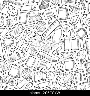 Cartoon Zurück zur Schule nahtlose Muster Stock Vektor