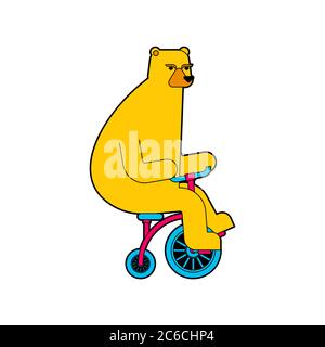 Bär auf Fahrrad Karikatur. Beast Rides Fahrrad Vektor-Illustration Stock Vektor