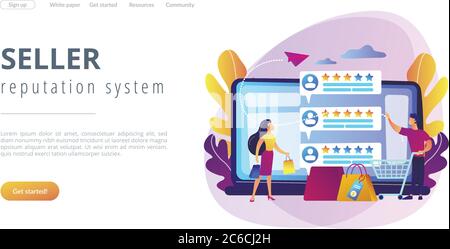 Zielseite für das Systemkonzept des Verkäufers. Stock Vektor