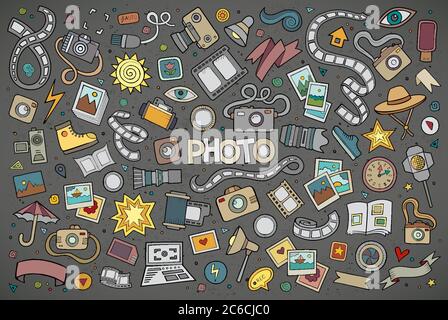 Bunte Vektor Hand gezeichnet Doodle Cartoon Satz von Objekten Stock Vektor