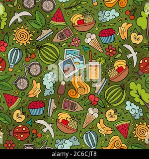 Cartoon Sommer Zeit nahtlose Muster Stock Vektor