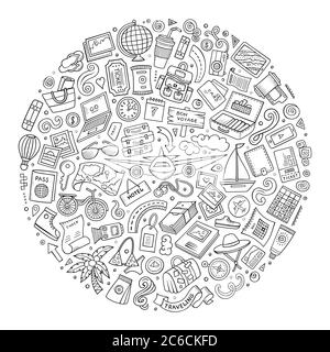 Vektor Doodle Satz von Reise-Themen Stock Vektor