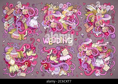 Bunte Vektor Hand gezeichnet Doodle Cartoon Satz von Objekten Stock Vektor