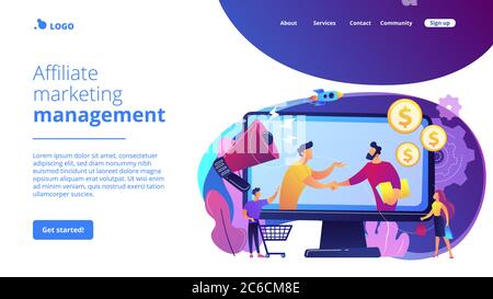 Affiliate Marketing Konzept Landing Page. Stock Vektor