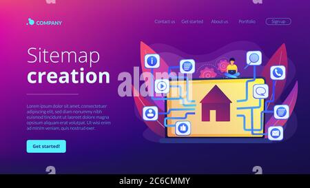 Sitemap Erstellung Konzept Landing Page Stock Vektor