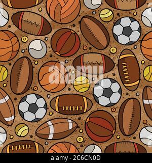 Cartoon niedlichen Hand gezeichnet Sport nahtlose Muster Stock Vektor