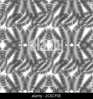 Bunte Silhouette von Palmen auf weißem Hintergrund. Nahtloses Muster. Vektorgrafik. EPS10 Stock Vektor