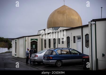 Die Christchurch Moschee ist der Ort, wo sie zwei aufeinander folgende terroristische Schüsse auf Moscheen in Christchurch, Neuseeland waren Stockfoto